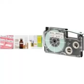 Label tape CASIO XR-6RD1 — 6 mm width, 8 m length, black on red
