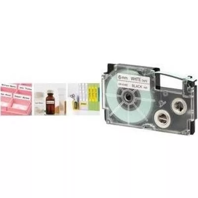 Label tape CASIO XR-6RD1 — 6 mm width, 8 m length, black on red