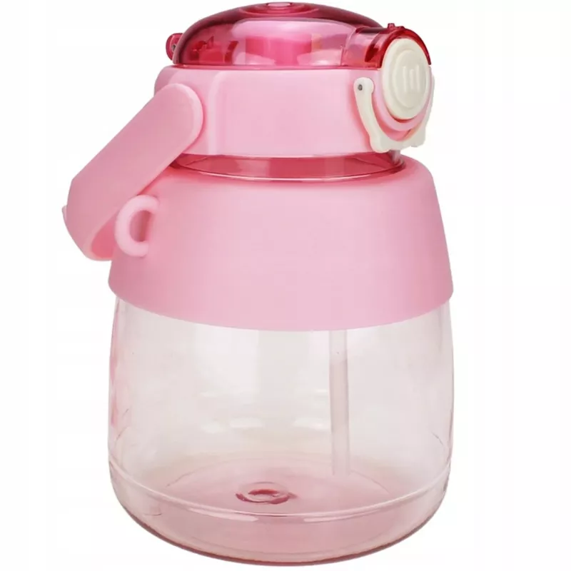 Water Bottle Extralink school bottle with straw and lanyard 1 L pink