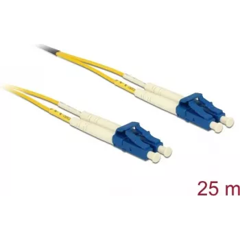 Fibre optic cable DELOCK 80158 OS2 25 m, 2x LC to 2x LC, 9 µm, full duplex, yellow/blue