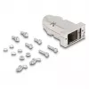Cable boot DELOCK D-Sub housing for 9‑pin male/female with strain relief, silver, plastic, 31.6×46.2×15.6 mm