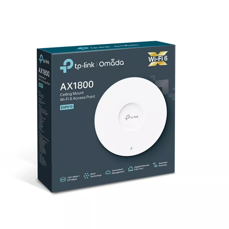 TP-LINK EAP610 V1 - 1201 Mbit/s - 574 Mbit/s - 1201 Mbit/s - 10,100,1000 Mbit/s - IEEE 802.11a - IEEE 802.11ac - IEEE 802.11ax - IEEE 802.11b - IEEE 802.11g - IEEE 802.11n - IEEE 8