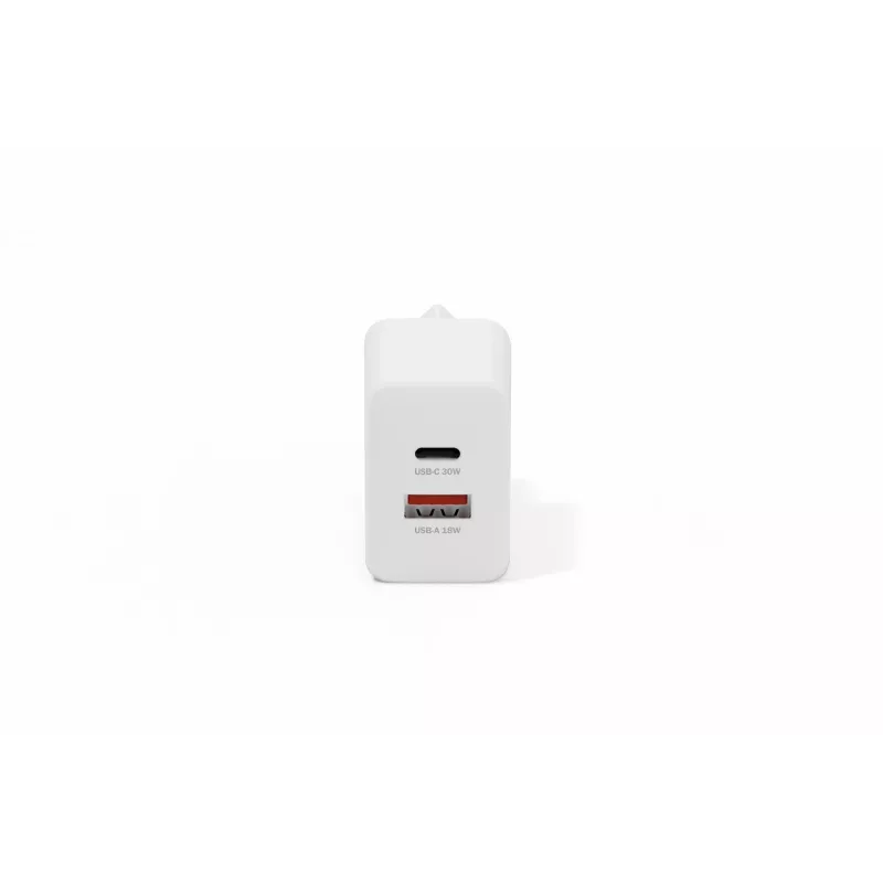 AC Indoor USB GaN Charger DIGITUS DA-10301 — 30W, 1× USB-C, 1× USB-A, 100–240V, white