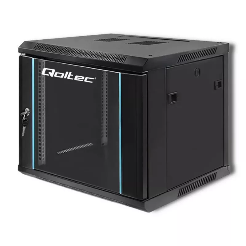 Qoltec 54466 9U 19 inch Open Frame Rack Cabinet, 60 kg Load Capacity, Black