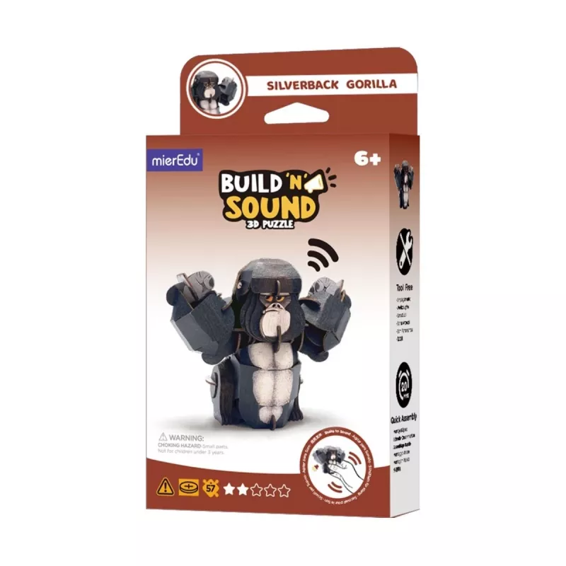 MierEdu Build and Listen 3D Puzzle - Silverback Gorilla