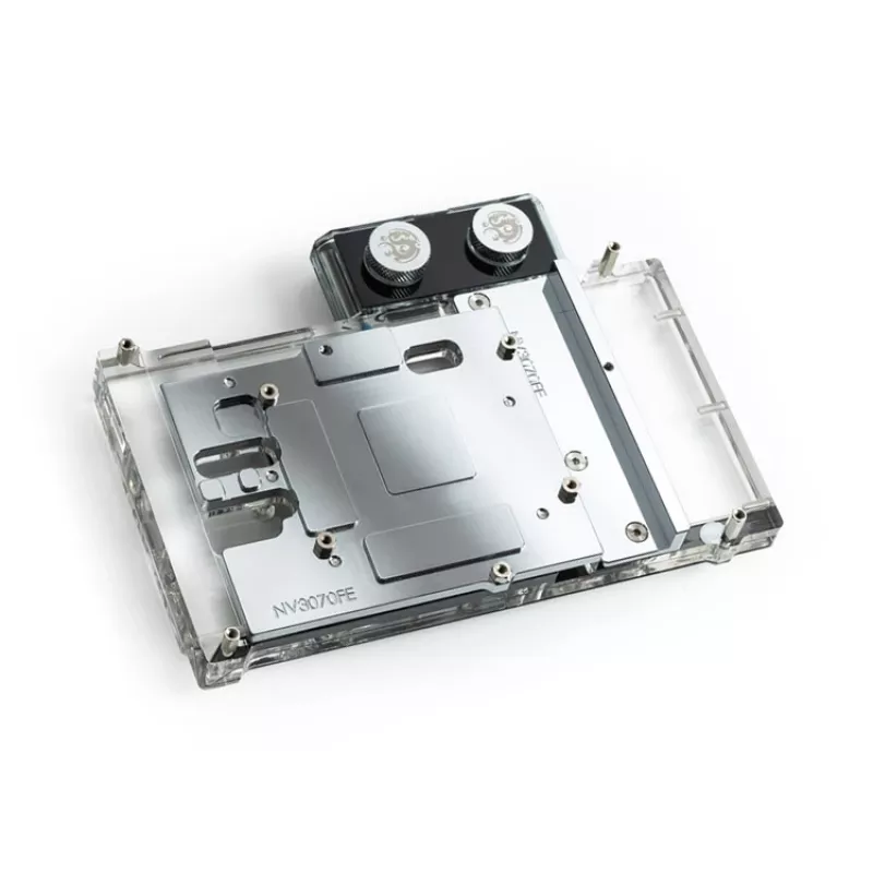 Water block BitsPower Classic VGA BP-VG3070FE — 125×171.4×28.4 mm, 3‑pin RGB, black/silver/transparent