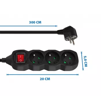 Esperanza ELK211K power extension 3 m 3 AC outlet(s) Indoor Black