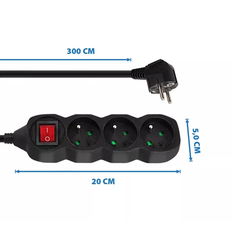Esperanza ELK211K power extension 3 m 3 AC outlet(s) Indoor Black