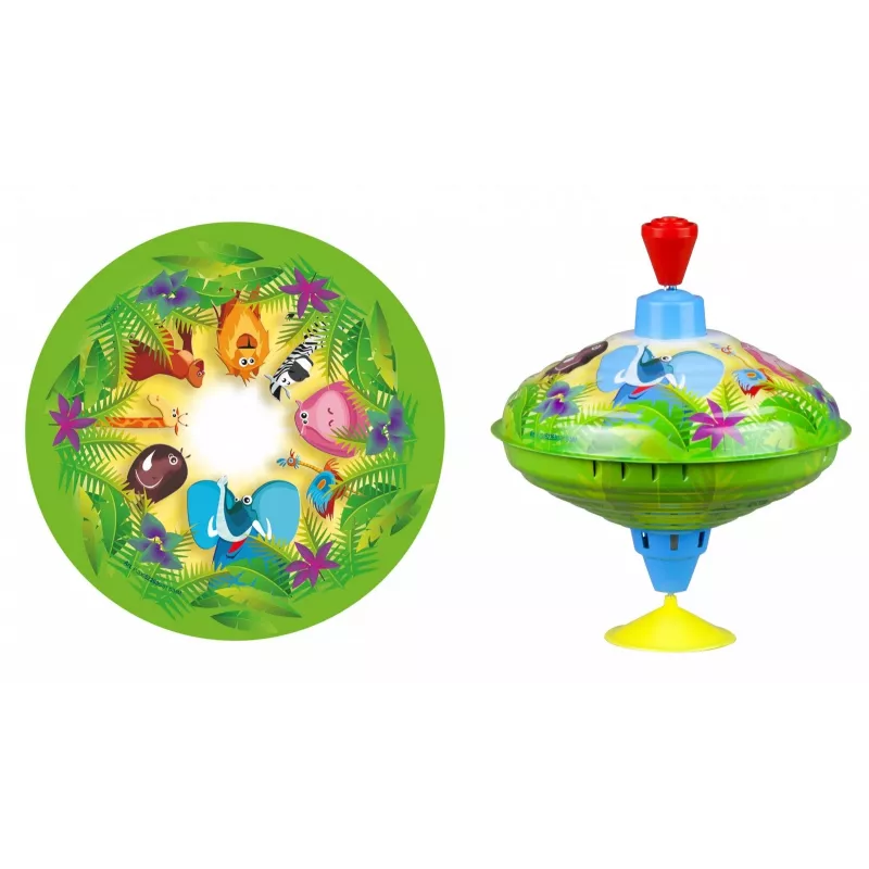 Spinning top Lena Humming top Wild animals 16 cm — wooden spinning toy by Lena, 16 cm diameter