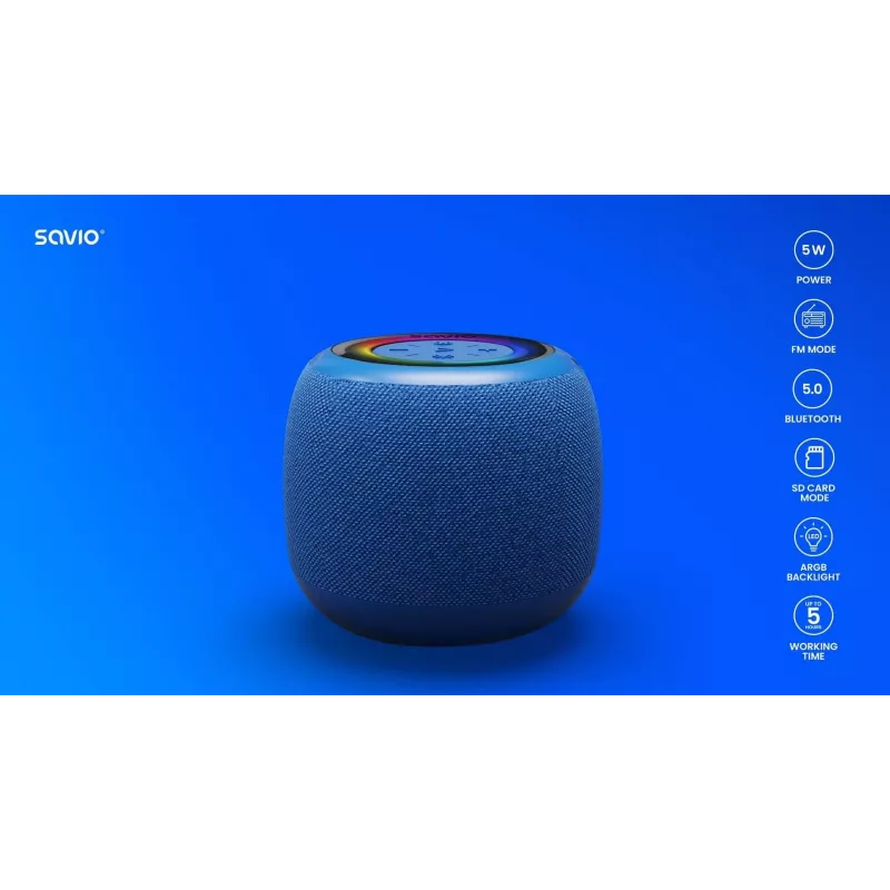 Savio BS-042 Altoparlante Blu Wireless 5 W