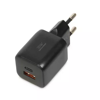 External mains power adapter IBOX ILUC42B 12V 2A, 33W, USB-A + USB-C PD3.0, QuickCharge 3.0, universal
