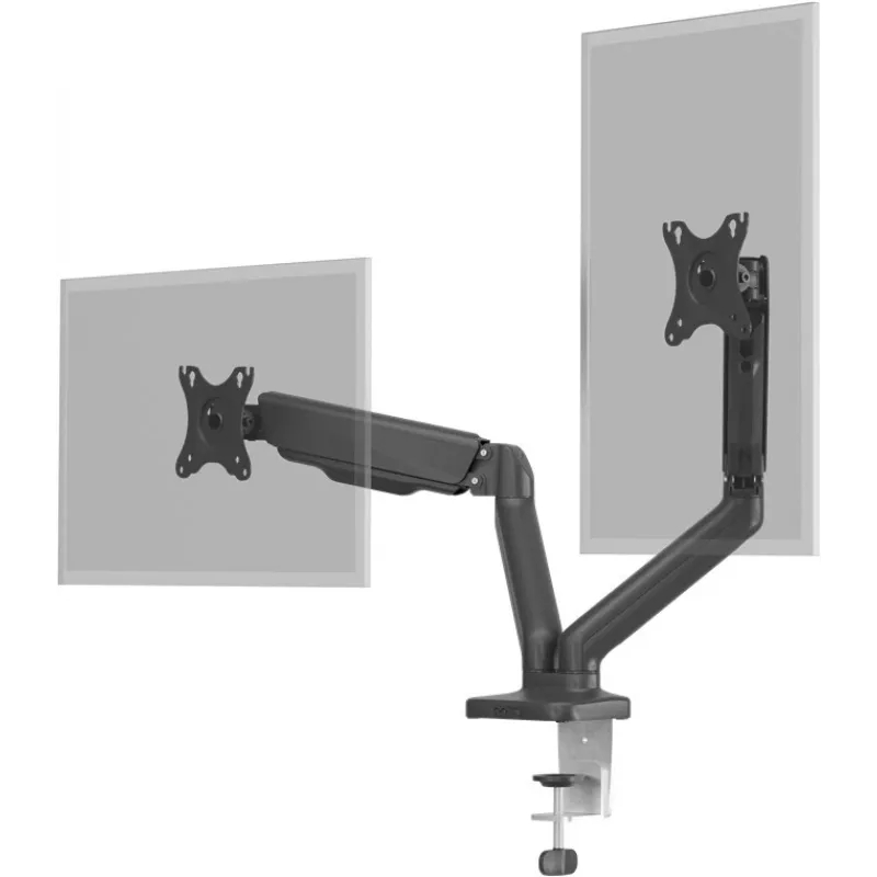 Goobay Desk Mount | Double Monitor Mount with Gas Spring | Swivel, Tilt, Rotation | 17-32 inch | Maximum weight (capacity) 9 kg | Black