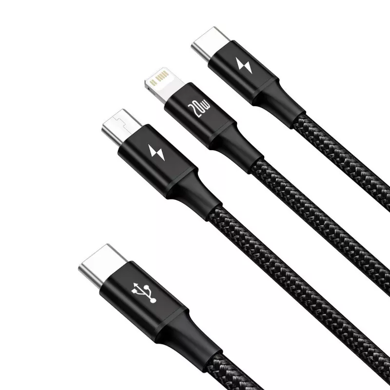 Baseus Rapid 3-in-1 USB cable 1.5 m USB A USB C/Micro USB A/Lightning Black