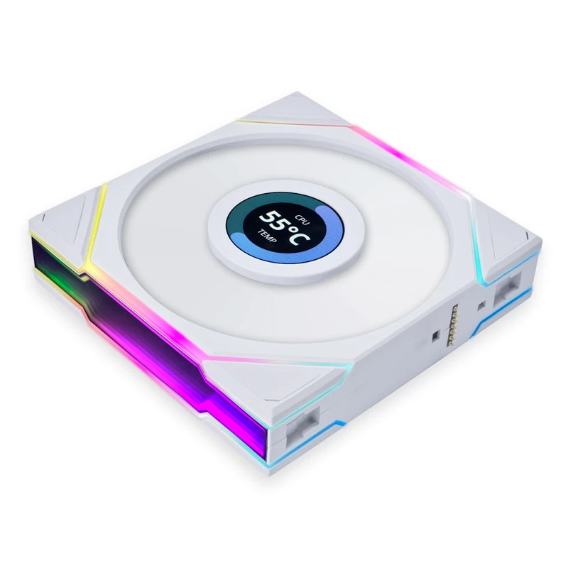 LIAN LI UNI FAN TL LCD 120mm ARGB Case Fans - White 3-Pack