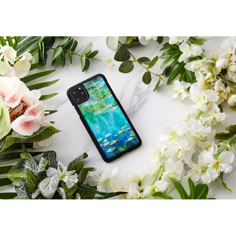 Phone case iKins for iPhone 11 Pro Max — water lilies design, black