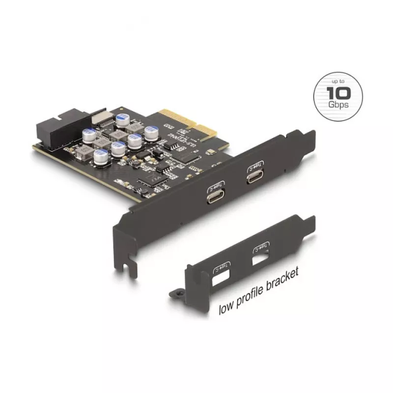 PCI Express x4 card DELOCK 90345 with 2 external USB Type-C ports
