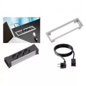 Power Extension Bachmann 317.100 0.10 m 3 AC Outlet Black Silver