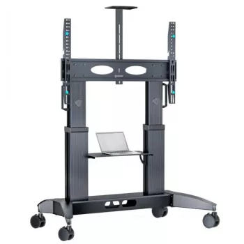 Mobile TV Stand ONKRON TS2821-B for 70–110 inch TVs, Black, height-adjustable wheeled mount