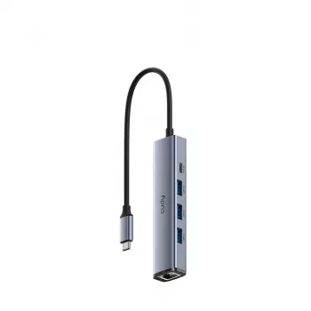 USB-C hub Cudy UH605 with Gigabit LAN, 3x USB-A 3.0, USB-C power input, grey