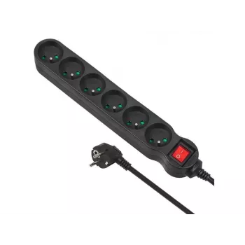 Power Extension Maclean MCE188 5m 6 AC Outlets Indoor Black