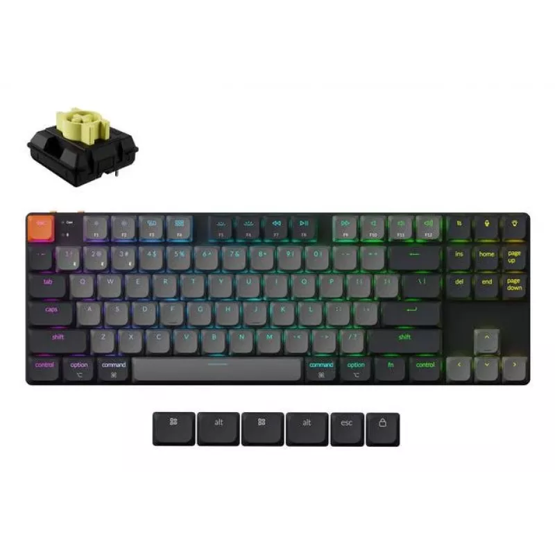 Mechanical 80% keyboard Keychron K1X-B4 — USB + Bluetooth, QWERTY English, 87 keys, RGB backlight, Grey