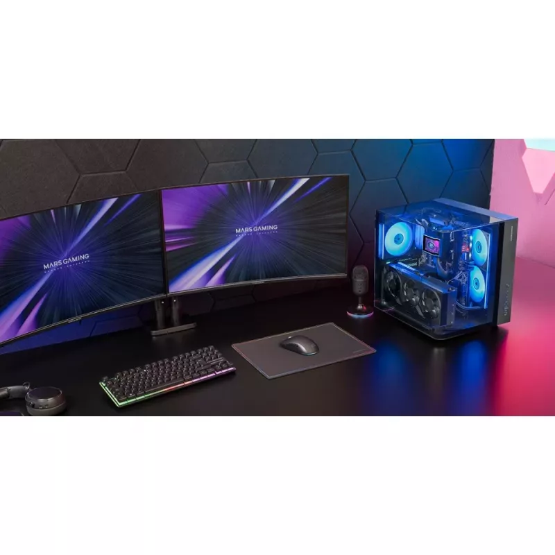 PC Midi Tower Case TACENS Mars Gaming MC-INFINIOLITE, Black, Tempered Glass, supports ATX/Micro-ATX/Mini-ITX, 120 mm fans