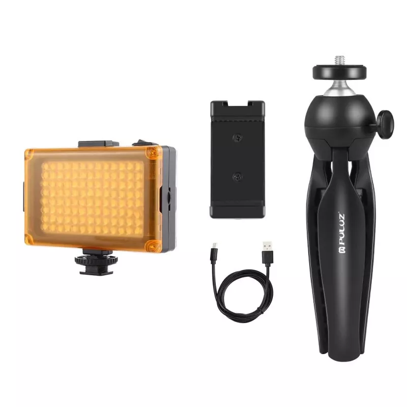 Tripod Puluz PKT3131B with integrated LED lamp and phone clip