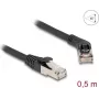 Network Cable DeLOCK RJ45 Cat.6A S/FTP 45° right angled to straight 0.5m black