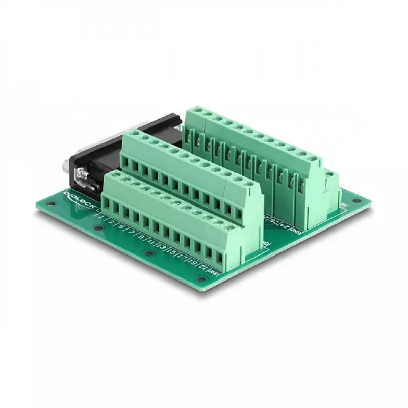 DeLOCK D-Sub HD 44 pin female to Terminal Block for DIN rail 84mm x 86mm x 30mm