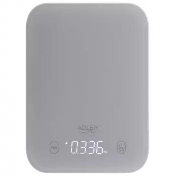 Kitchen scale Adler AD 3181, tempered glass, 10 kg capacity, 1 g accuracy, LCD display, grey