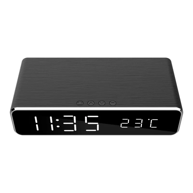 Digital alarm clock GEMBIRD DAC-WPC-01 with LCD display, black aluminum housing, AC powered