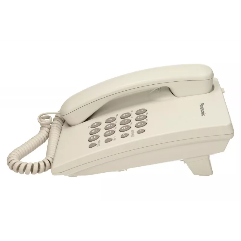 Analog telephone Panasonic KX-TS500PDW — 16 buttons, white, desk/wall mount, 100-entry phonebook
