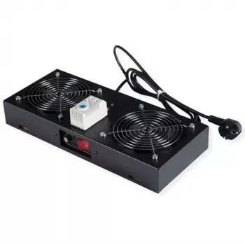 ROLINE 26.21.0189 Roof-Mounted Cooling Fan Unit, 2 Fans, Black, for 19-Inch Wall Enclosures