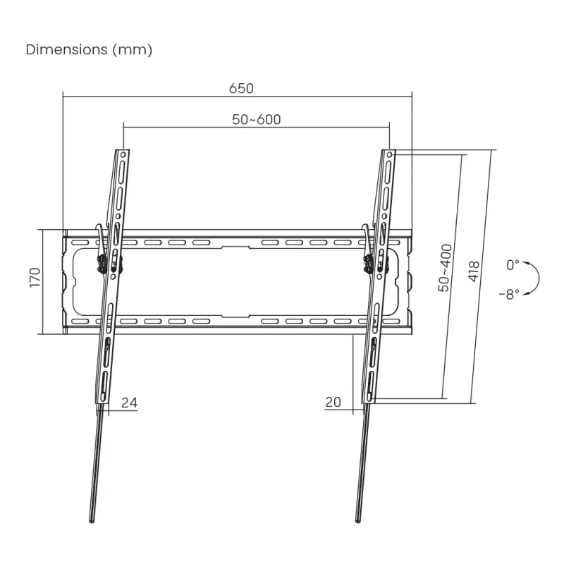 TV wall mount SBOX for 37–70 inch screens, tilt, max load 45 kg, model PLB-3446T-2