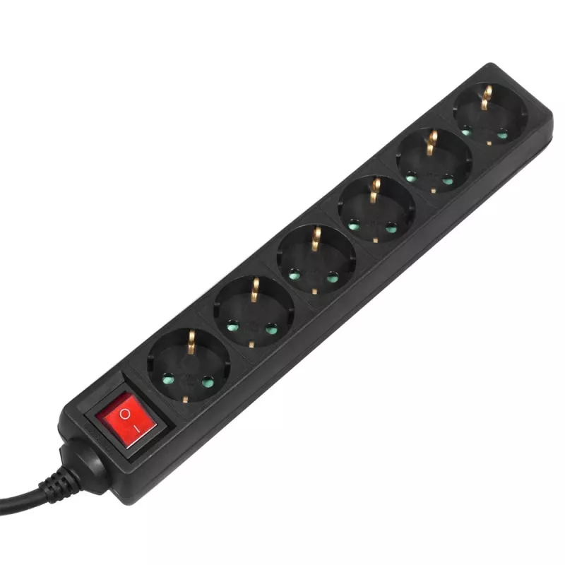 Socket box MACLEAN MCE195G 6-way power strip, 5 m cable, black