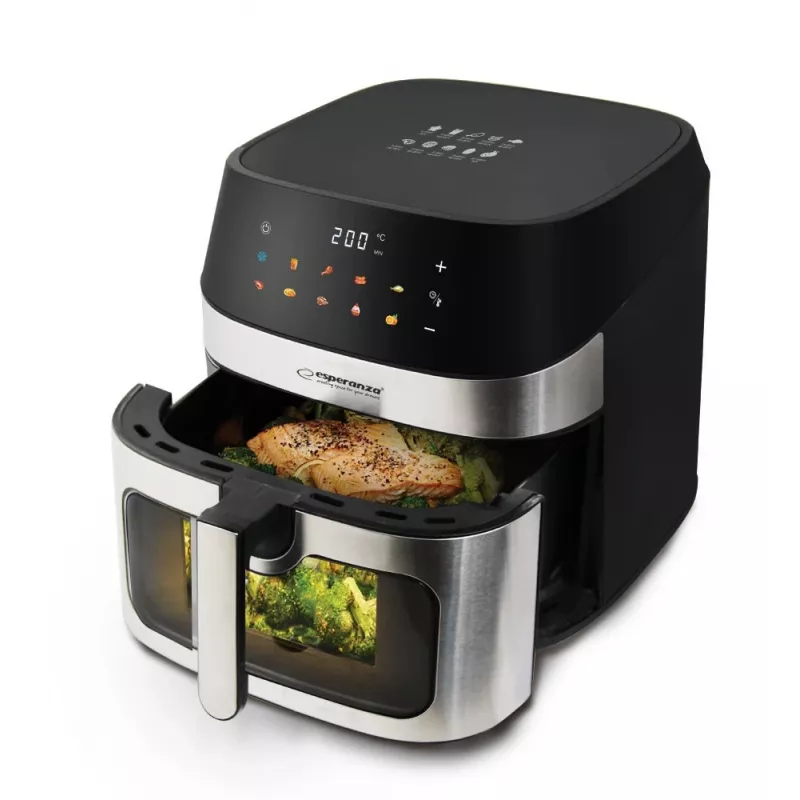 Hot-air fryer ESPERANZA EKA005, 8 L capacity, 1600 W, touch control, 10 programs, stainless steel, black