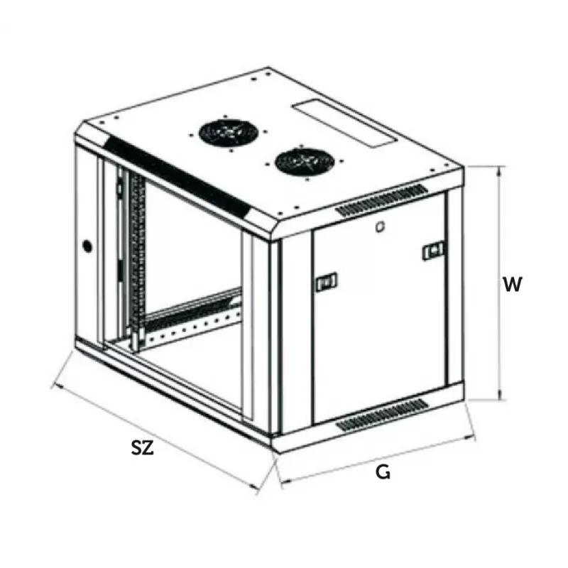 Wall mounted rack Extralink 6U 600x600 Black