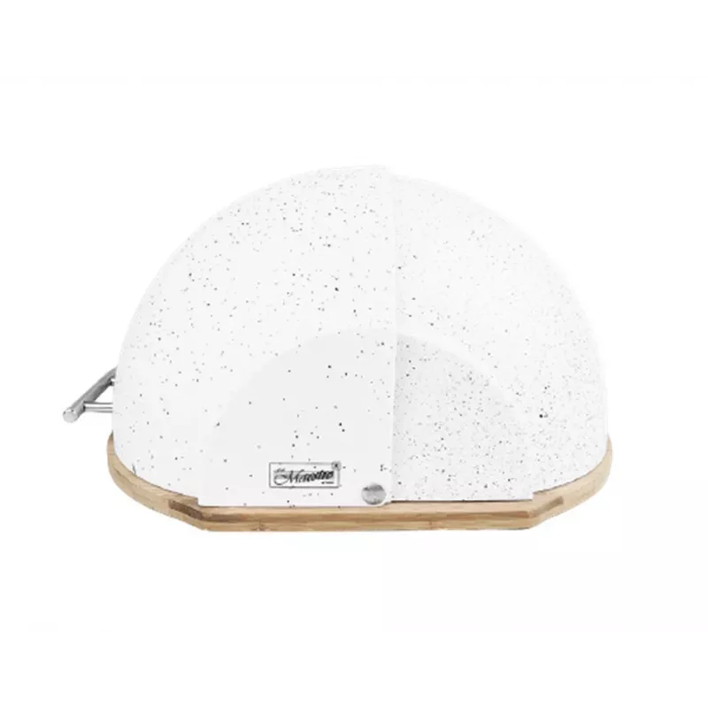 Bread box Maestro MR-1678G oval, plastic and bamboo, 350×200×250 mm, sliding white lid