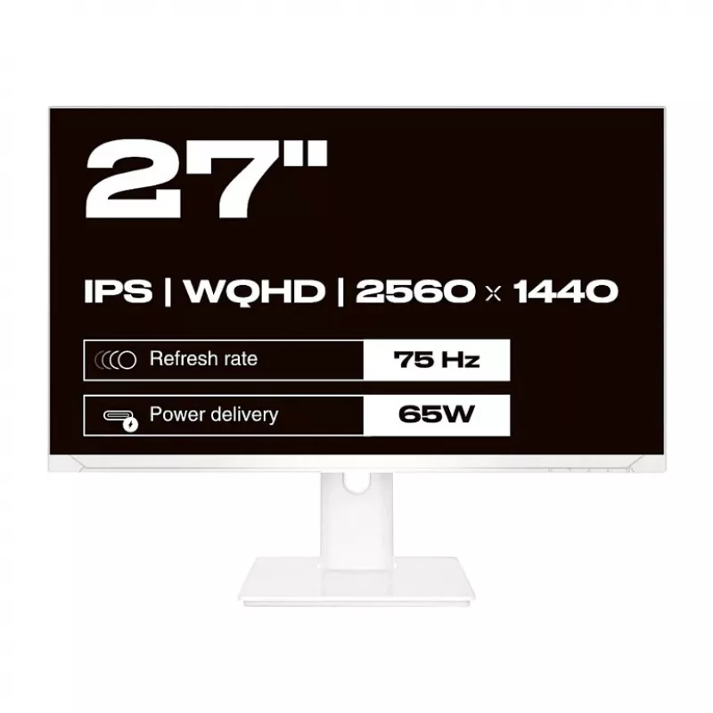 JAPANNEXT WQHD Monitor 68,6 cm (27) 2560x1440 Pixel,IPS Panel, 8 ms, 75 Hz, AMD FreeSync, HDMI, DisplayPort (JN-IPS270WQHD75F-C65W-HSP-W)