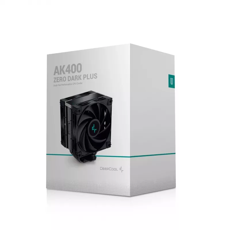 Air cooler DeepCool AK400 ZERO DARK PLUS — 120 mm FDB fan, 4 heat pipes 6 mm, for LGA 1700/AM4/AM5, height 155 mm, black