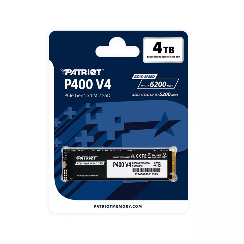 Solid State Drive PATRIOT P400 V4 4 TB M.2 NVMe (4000 GB, M.2, Black)