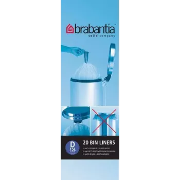 Brabantia PerfectFit Bin Liner Type D, 15-20 L, 20 Bags