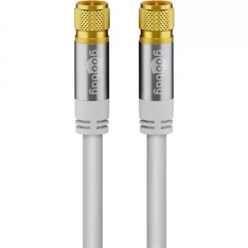 Goobay SAT Antenna Cable (135 dB Type), 4x Shielded, 5 m, White - Gold-Plated, F-Plug > F-Plug (70644)