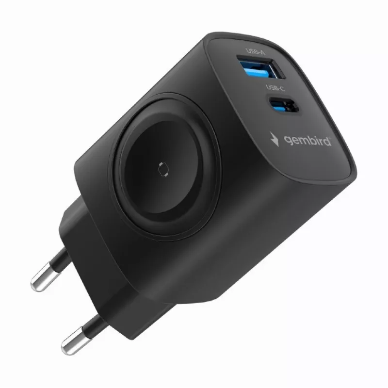 USB-A USB-C charger 20W PowerDelivery Quick Charge 3.0, black