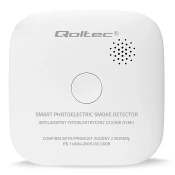 Wireless smoke detector QOLTEC model 52653 with 85 dB battery alarm