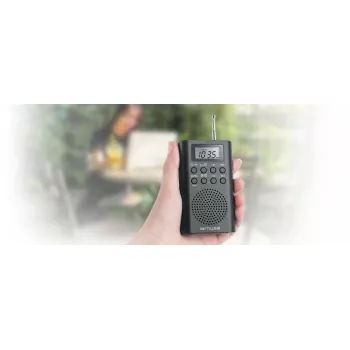 Portable radio Muse M-03 R with FM PLL tuning, LCD display, external antenna, black