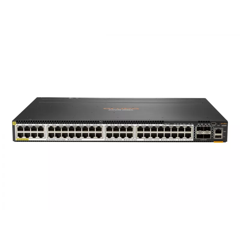 Hewlett Packard Enterprise HPE Aruba 6300M - Switch - L3 - managed - 48 x 100/1000/2,5G/5G (PoE+) + 4 x 1 Gigabit / 10 Gigabit / 25 Gigabit / 50 Gigabit SFP56 (Uplink / Stacking) -