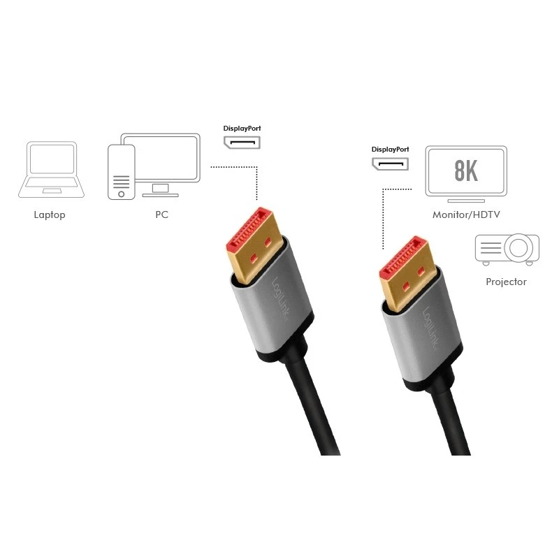 LogiLink CDA0106 DisplayPort Cable Black Grey 3 M