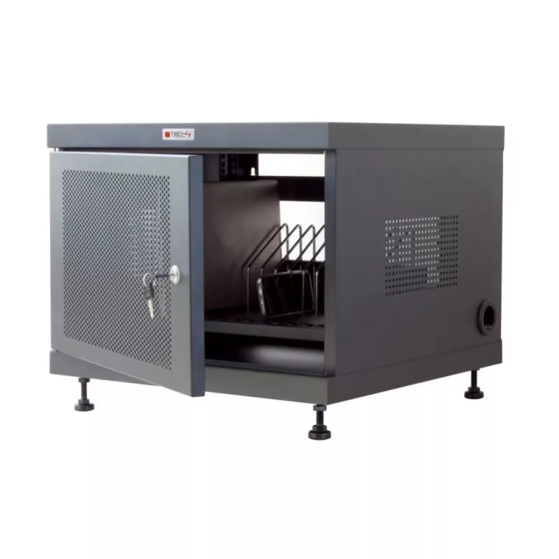 Rack shelf TECHLY 367652 cable organizer with 3M adhesive mounting, steel, 550×550×410 mm, black
