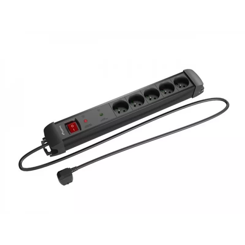 Power strip LANBERG SP1 1.5m — 5x PL sockets, Black